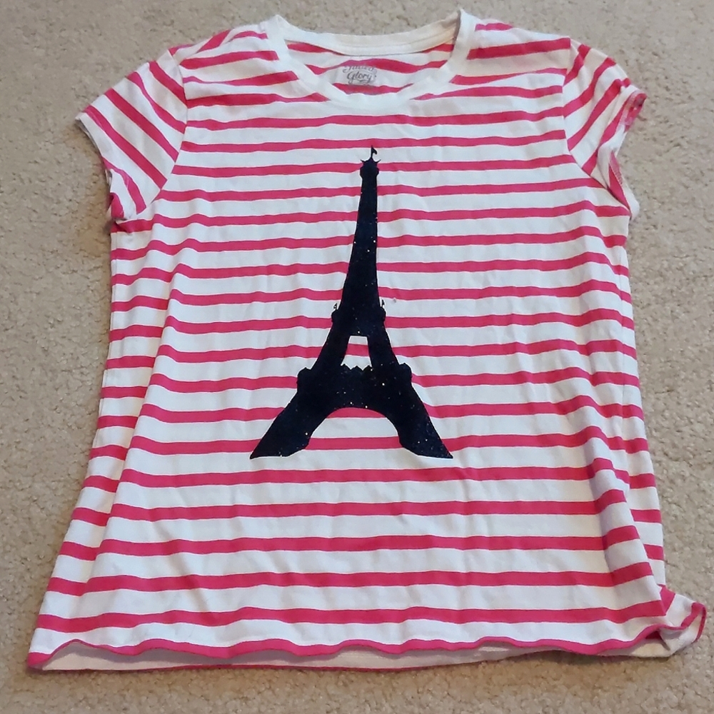 Faded Glory Pink, black, and white T-shirt size XL girls 14/16